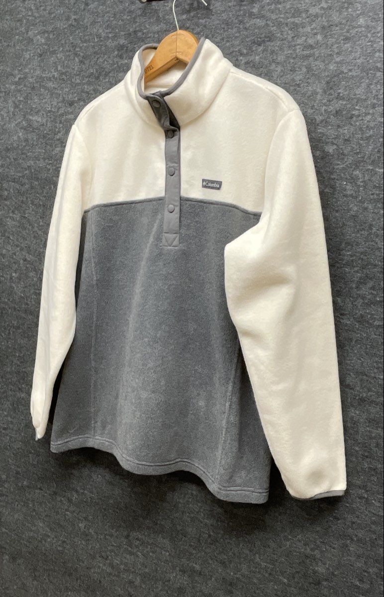 Columbia Women's Benton Springs Snap Front Fleece Pullover White Gray Sz 1X