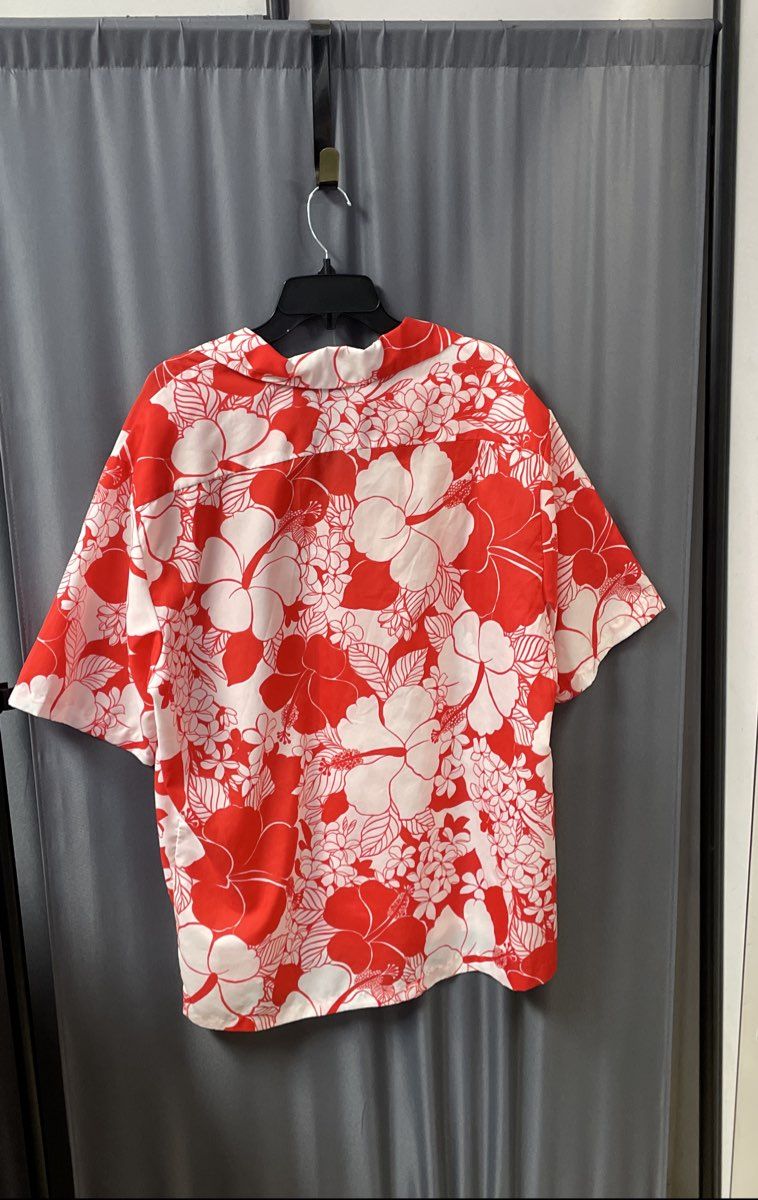 Vintage 90s Pomare Hawaii Men's Red Hibiscus Floral Aloha Shirt Sz L/XL