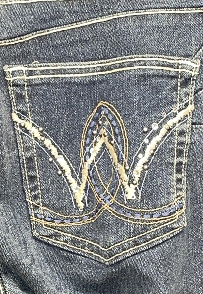 Wrangler Women's Blue Aura Bootcut Embroidered Pocket Jeans Sz 11/12x34