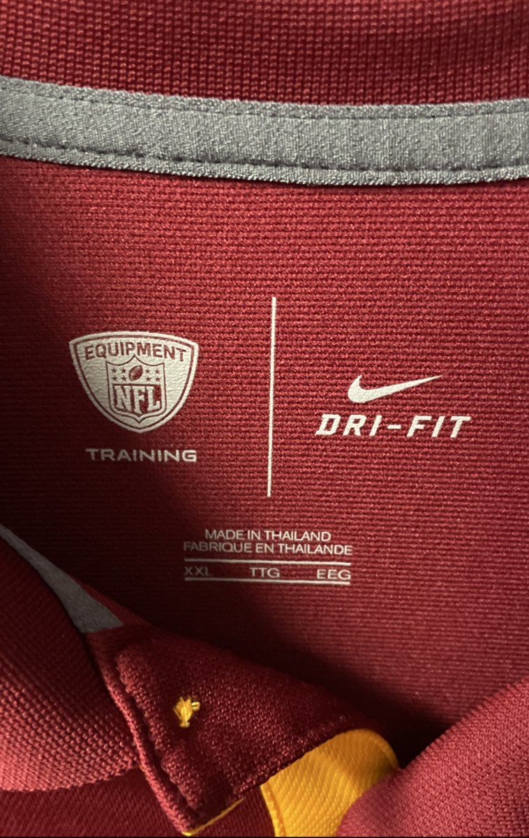 Nike Men's Washington Redskins NFL Training Polo Shirt Burgundy Gold Dri-FIT XXL