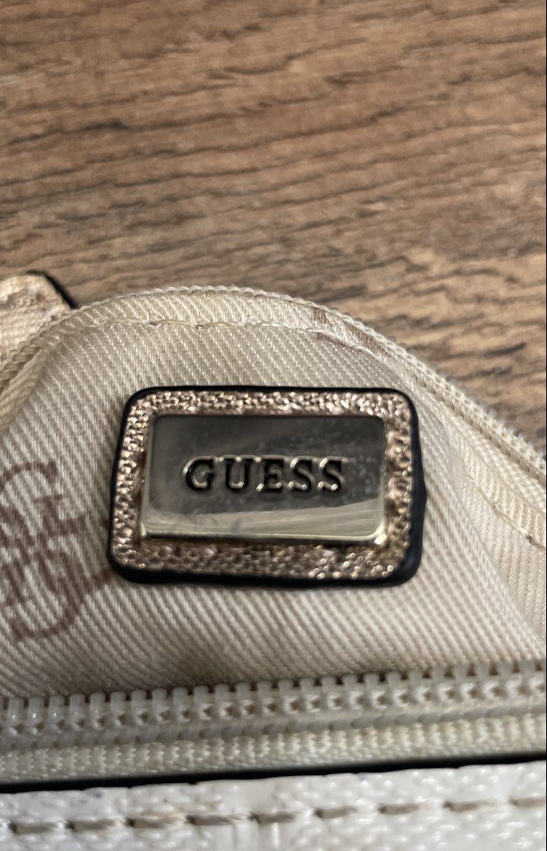 Guess Off-White Monogram G Logo Crossbody Bag Gold Hardware Purse