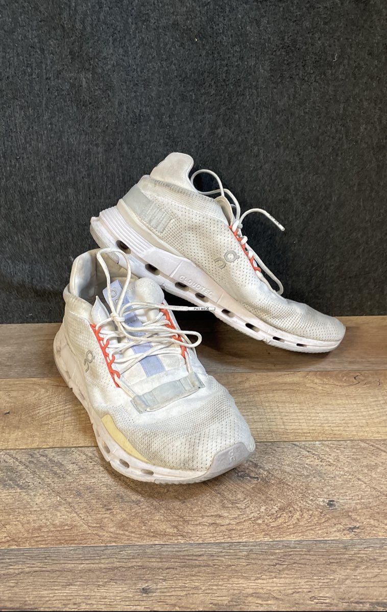 On Cloudnova White Orange Women's Lifestyle Running Sneakers Size 9.5