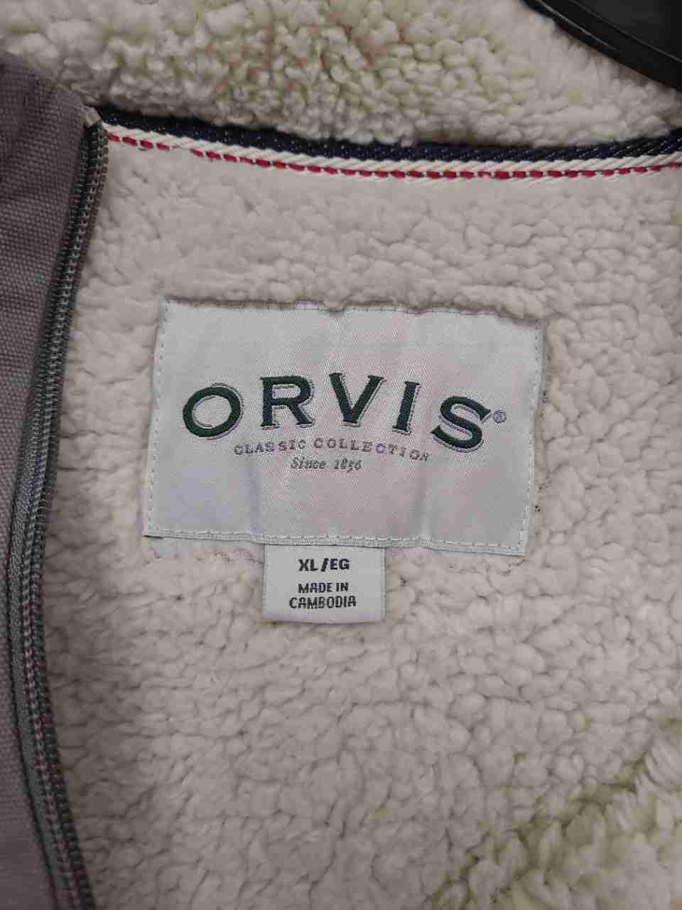Orvis Men's Gray Birdseye 1/4 Zip Sherpa Lined Fleece Pullover Jacket Sz XL