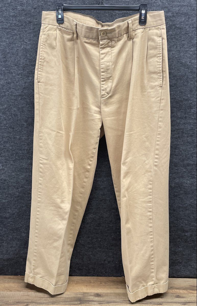 Nautica Men's Rigger Classic Fit Pleated Cuffed Khaki Pants Sz 34x30