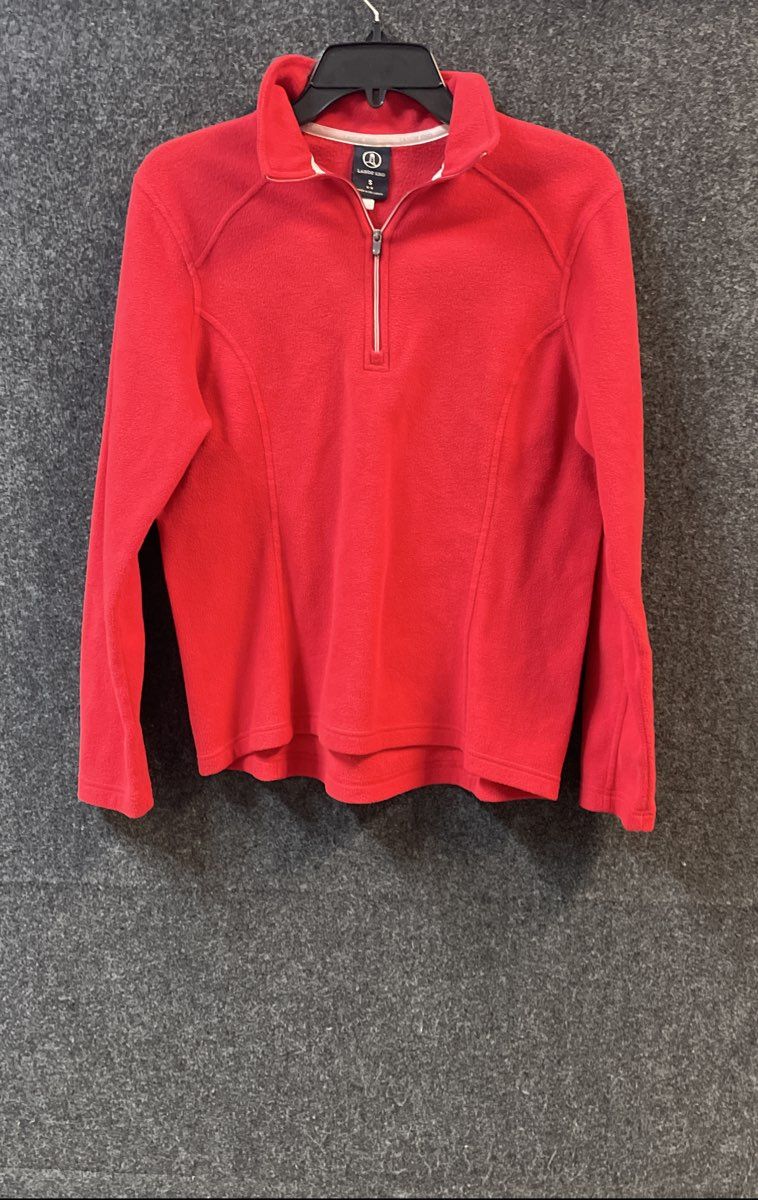 Lands' End Women's Red Polartec 1/4 Zip Fleece Jacket Mock Neck Sz S