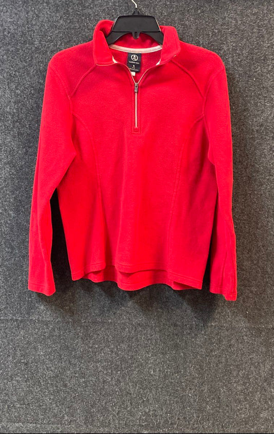 Lands' End Women's Red Polartec 1/4 Zip Fleece Jacket Mock Neck Sz S