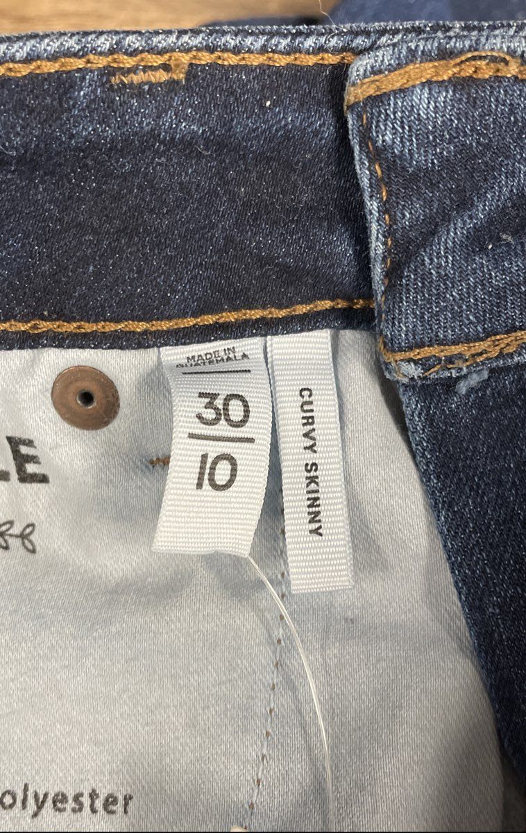 Loft Women's Curvy Skinny Jeans Dark Blue Sustainable Slim Pocket NWT Sz 30/10