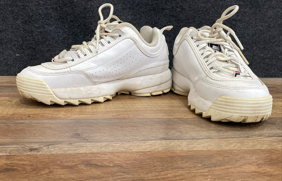 Fila Disruptor II Premium White Navy Red Chunky Sneakers Women's Size 7
