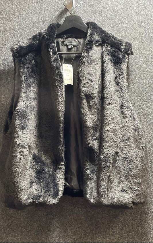 INC International Concepts Women's Black Faux Fur Vest Size L/XL NWT