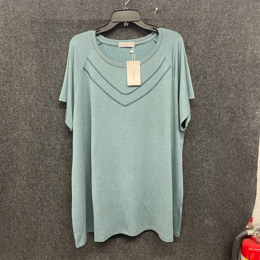 Vindery Women's Sage Green Heathered V-Stitch Short Sleeve Tunic Shirt NWT 4XL