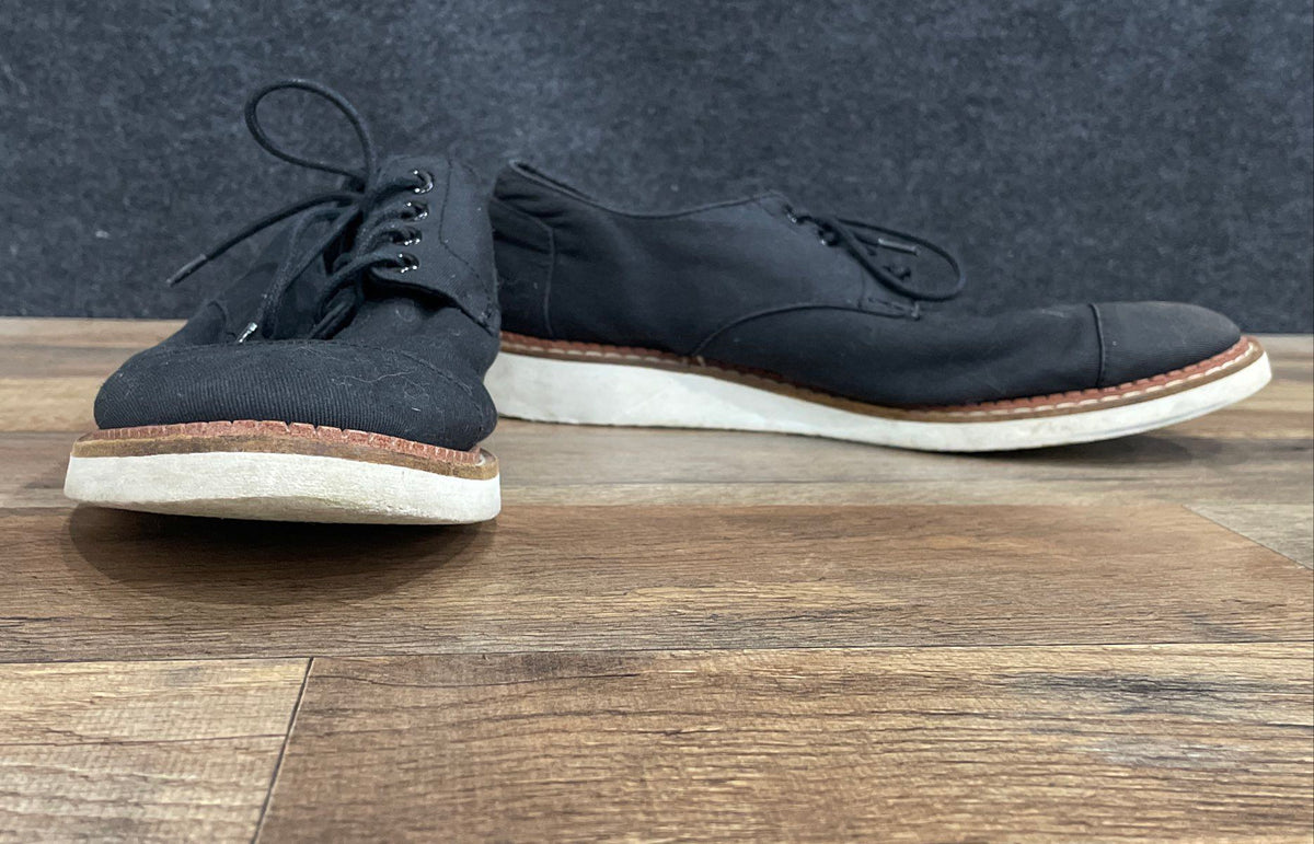 Toms Black Canvas Cap Toe Oxford Casual Lace Up Shoes Men's Size 8.5