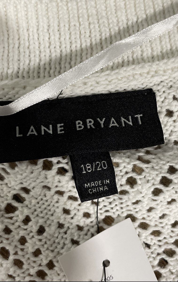 Lane Bryant Women's White Pointelle Knit Open Front Cardigan Shawl Sz 18/20 NWT