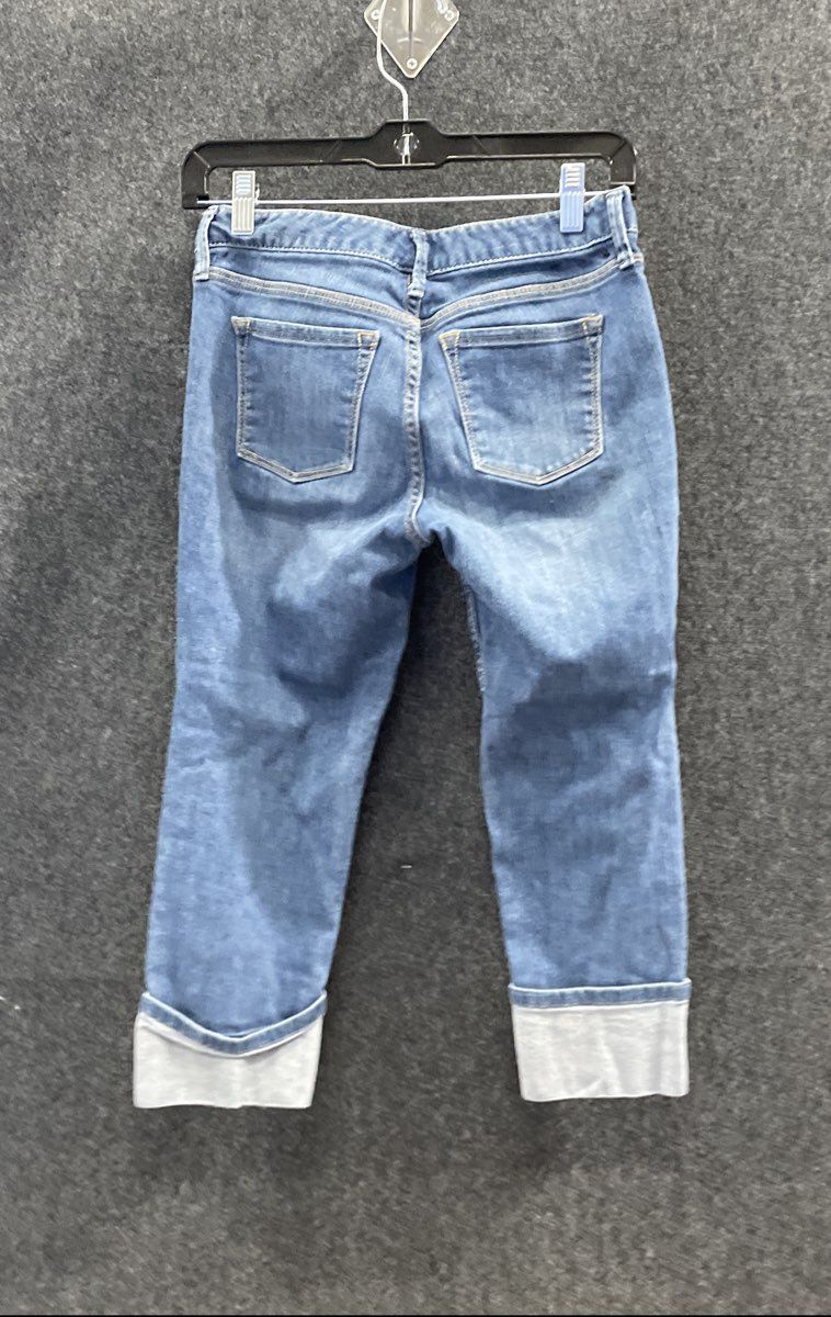 Banana Republic Women's Blue Petites Cropped Wide Cuff Stretch Jeans Sz 0P