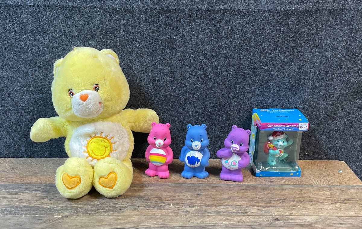 Care Bears Toy Lot Plush Figures Ornament 5 Pieces Funshine Grumpy Cheer Wish