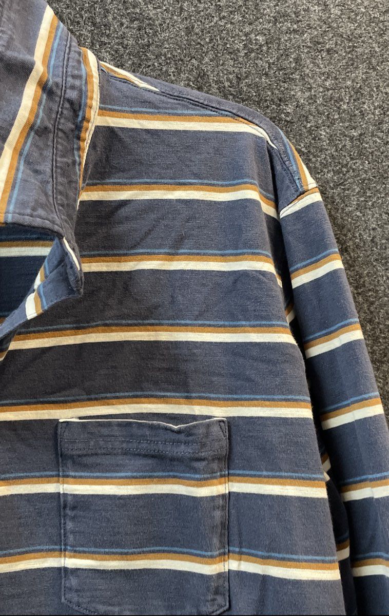 L.L. Bean Men's Blue Striped Organic Cotton Long Sleeve Polo Shirt Sz XL