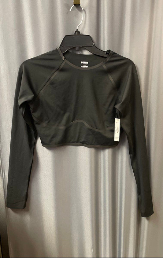 Victoria's Secret PINK Women's Black Long Sleeve Open Back Crop Top NWT Sz M