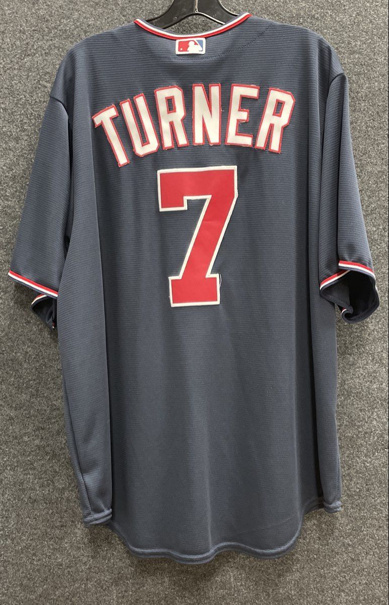 Majestic Men's Washington Nationals Navy Trea Turner Cool Base Jersey Sz 2XL
