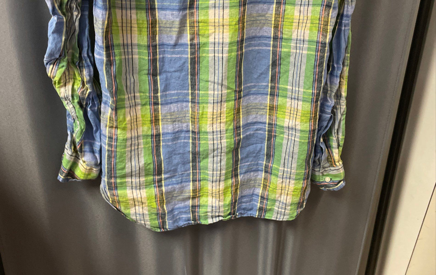Lauren Ralph Lauren Women's Blue Green Plaid Roll Tab Sleeve Shirt Sz SP