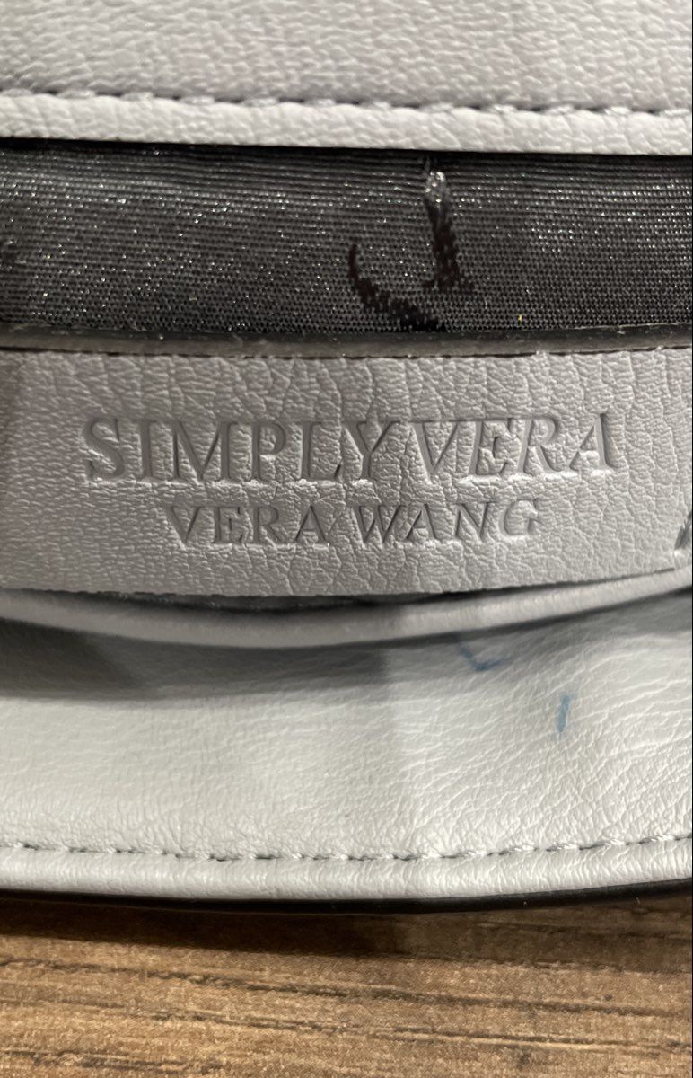 Simply Vera Vera Wang Light Blue Leather Satchel Handbag Silver Tone Hardware