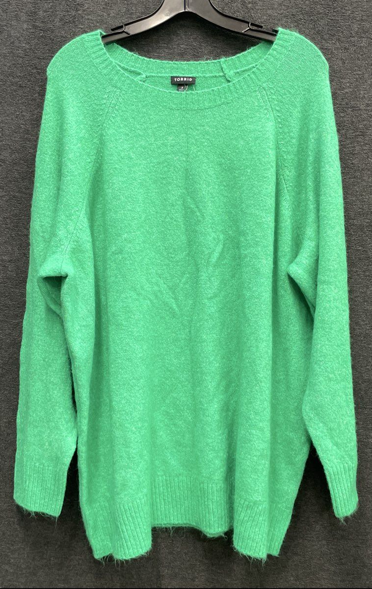 Torrid Women's Green Ribbed Knit Brushed Pullover Sweater Sz 3 NWT