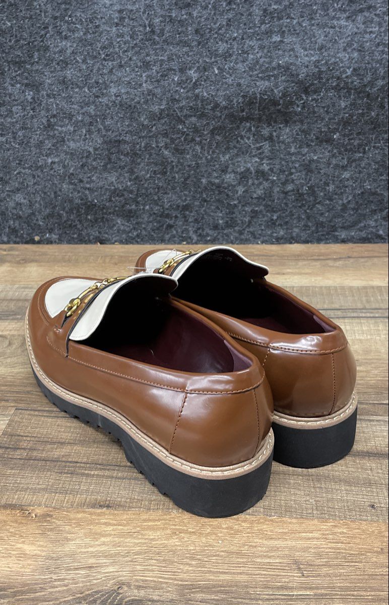 Franco Sarto Colette Brown White Lug Sole Bit Loafers Women's Size 9W