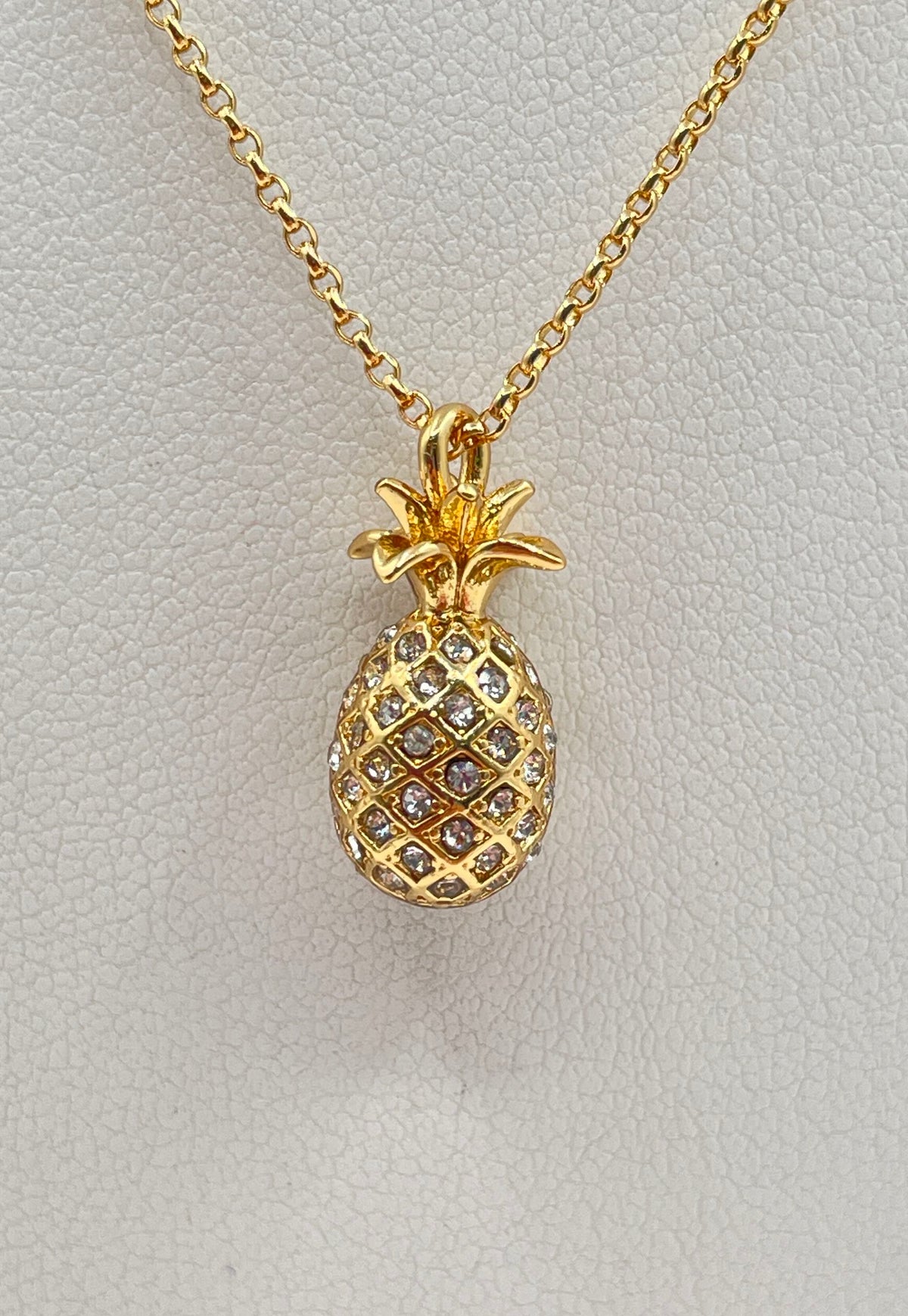 Kate Spade Gold Plated Mixed Metal CZ Pineapple Passion Pendant Necklace 5.9g