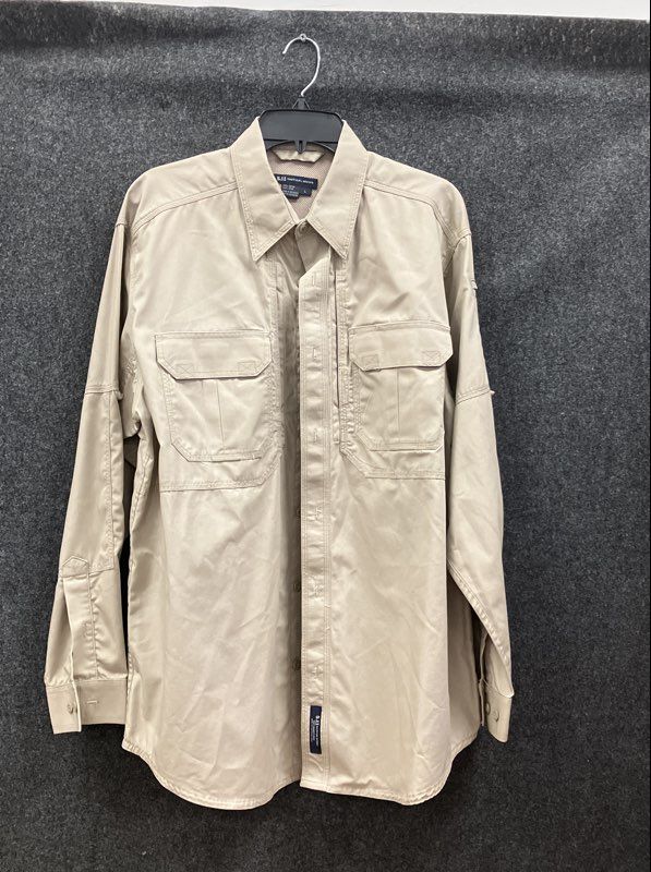 5.11 Tactical Men's Khaki Cotton Long Sleeve Vented Work Shirt 72157 Size L