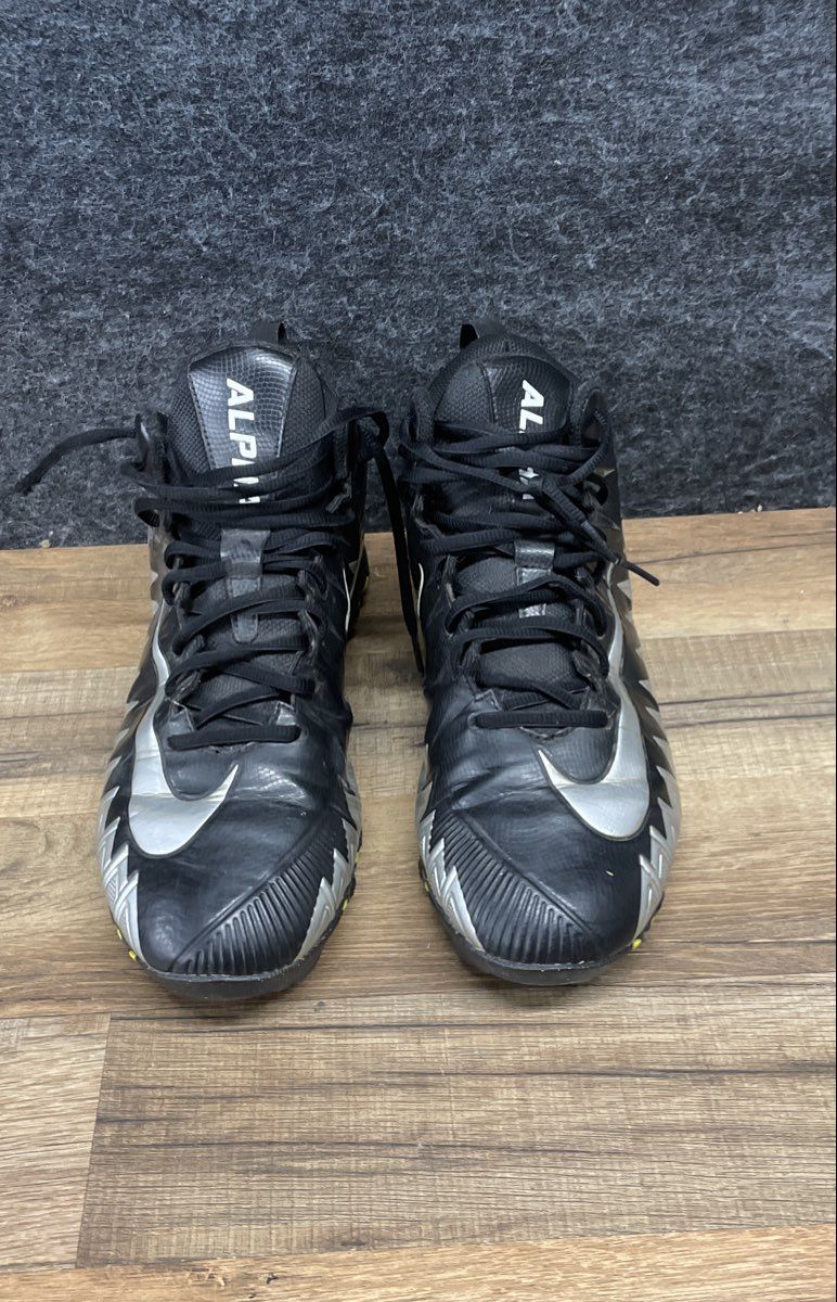 Nike Alpha Menace Shark Black Silver Football Cleats Men's Size 10.5