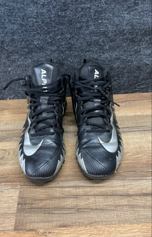 Nike Alpha Menace Shark Black Silver Football Cleats Men's Size 10.5