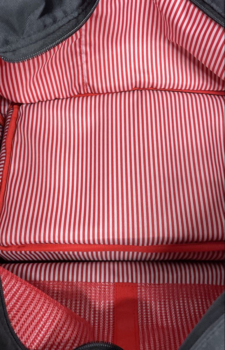 6 Pack Fitness Black Meal Prep Management Tote Bag Red Striped Lining Insulated