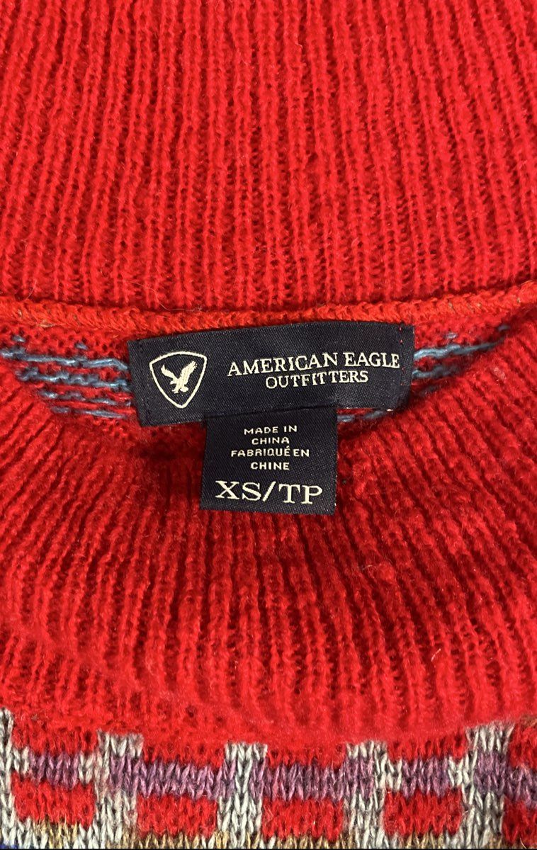 American Eagle Women's Red Fair Isle Wool Blend Sweater Dress XS