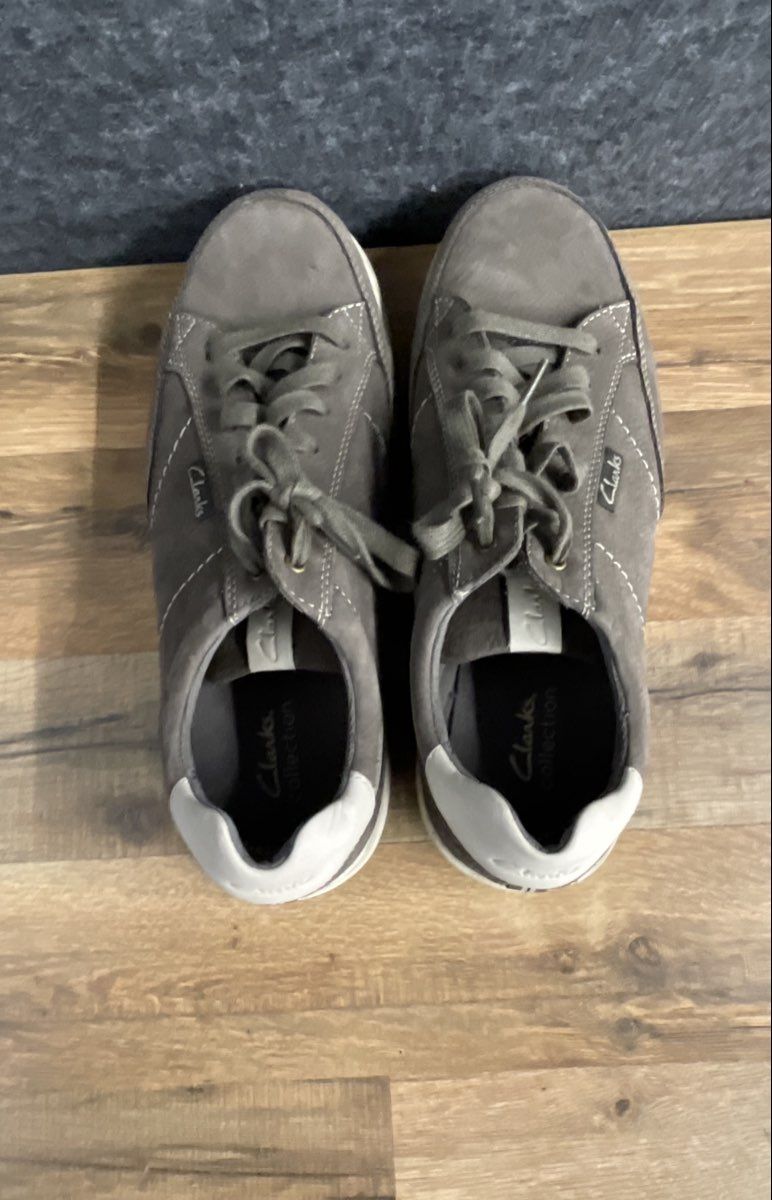Clarks Collection Men's Grey Leather Lace Up Walking Sneakers Size 11.5