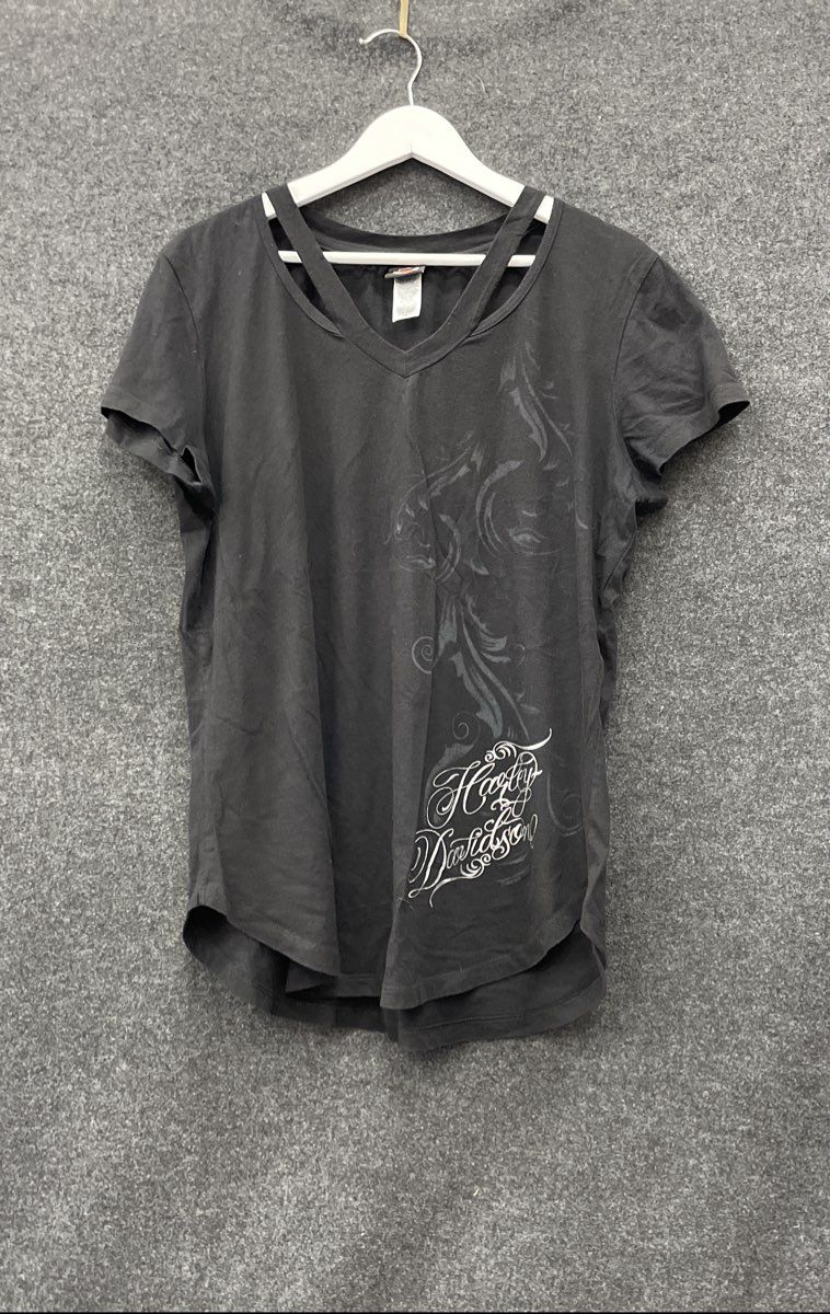 Harley-Davidson Daytona Beach Bruce Rossmeyer Strappy V-Neck Graphic Shirt Sz L