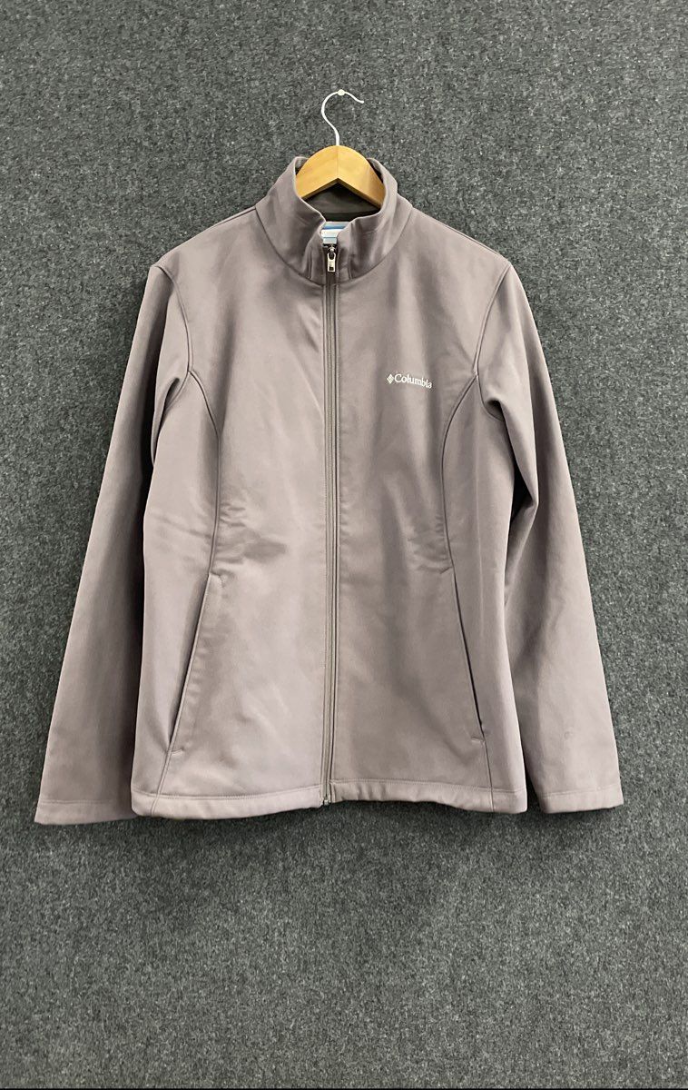 Columbia Women's Mauve Softshell Full Zip Fleece Lined Mock Neck Jacket Sz L