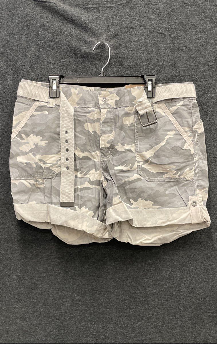 Carhartt Women's Relaxed Fit Essential Cargo Shorts Grey Camo Belt Sz 16 NWT