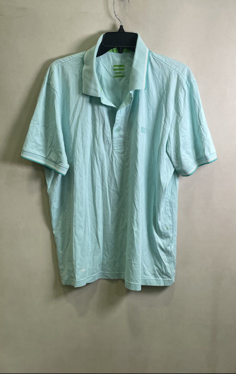 Hugo Boss Men's Aqua Blue Modern Fit Short Sleeve Tipped Polo Shirt Sz XXL
