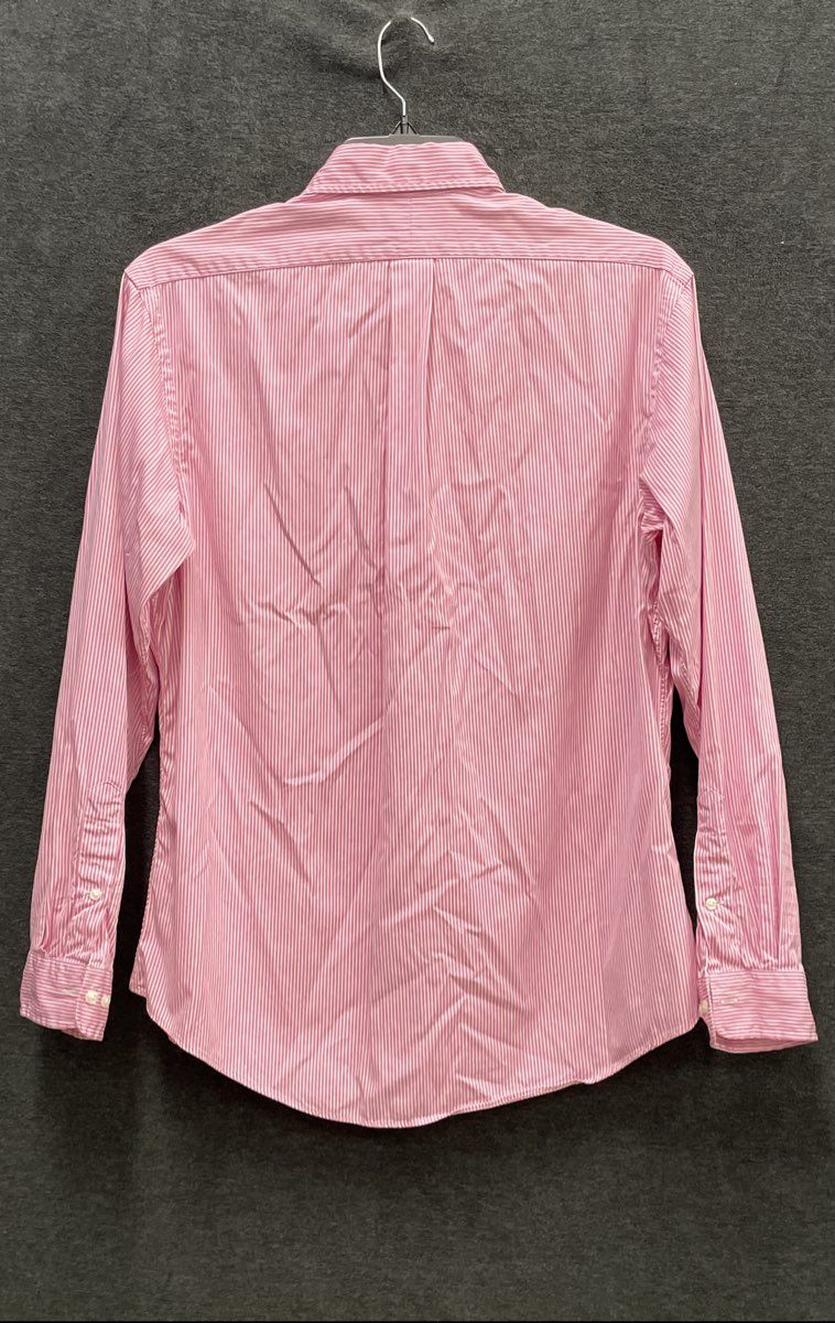 Ralph Lauren Men's Pink White Striped Long Sleeve Cotton Button Down Shirt 16.5