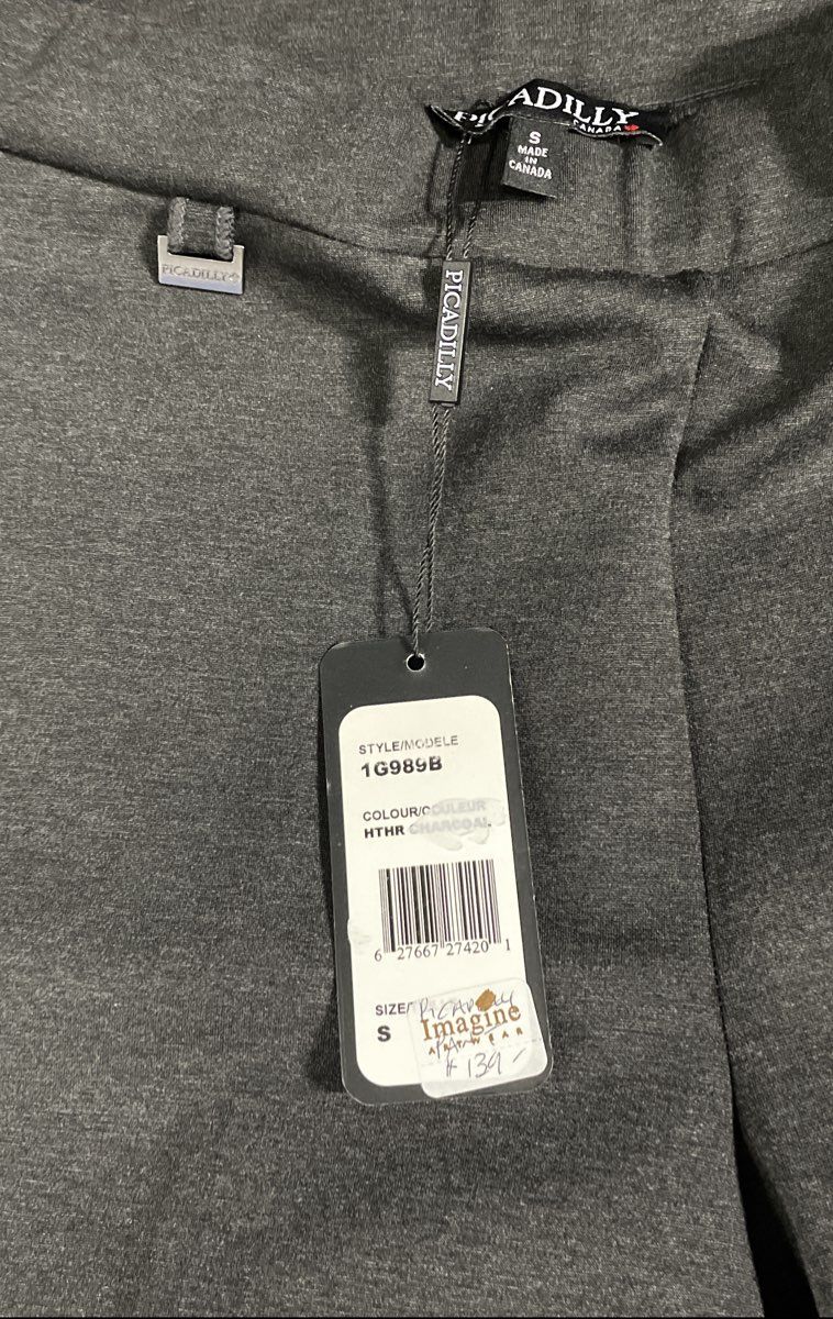 Picadilly Women's Charcoal Gray Straight Leg Stretch Pants Size S NWT