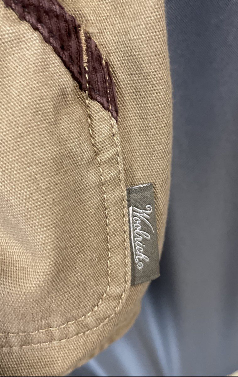 Woolrich Women's Tan Cotton Canvas Fleece Lined Utility Vest Corduroy Trim Sz S