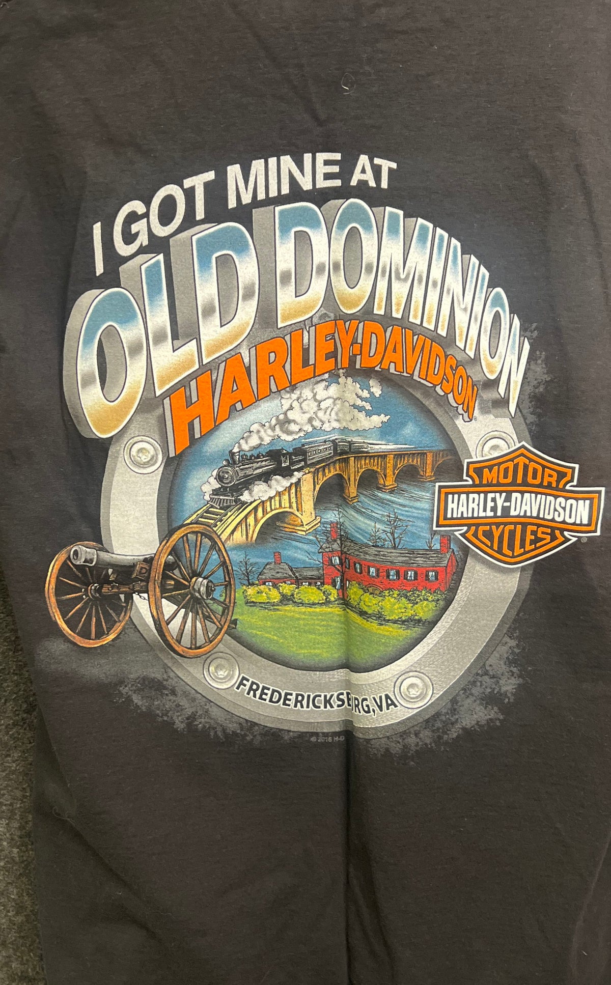 Harley-Davidson Old Dominion Fredericksburg VA Graphic T-Shirt Black Sz L