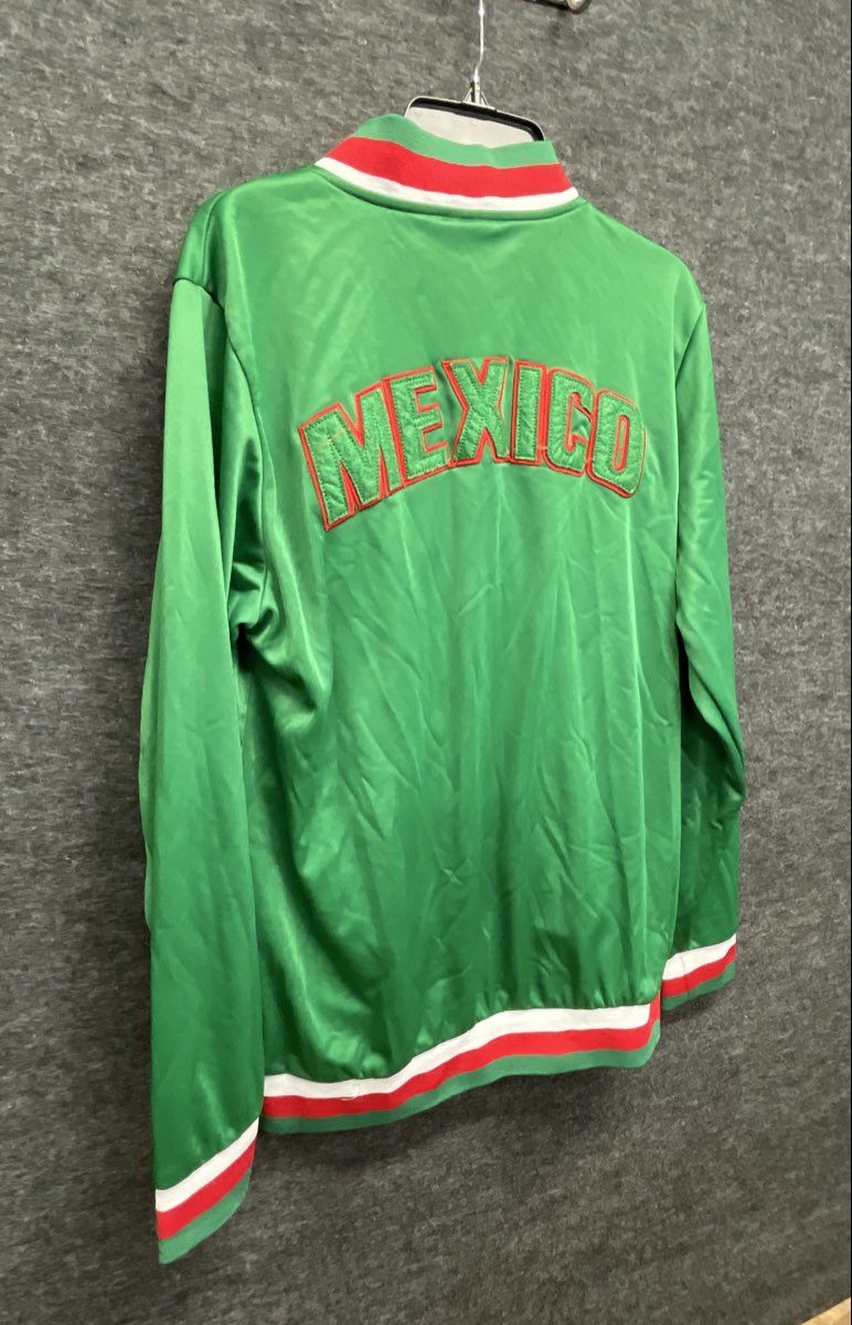 Original Deluxe Mexico Track Jacket Green Full Zip Embroidered Men's Size XL