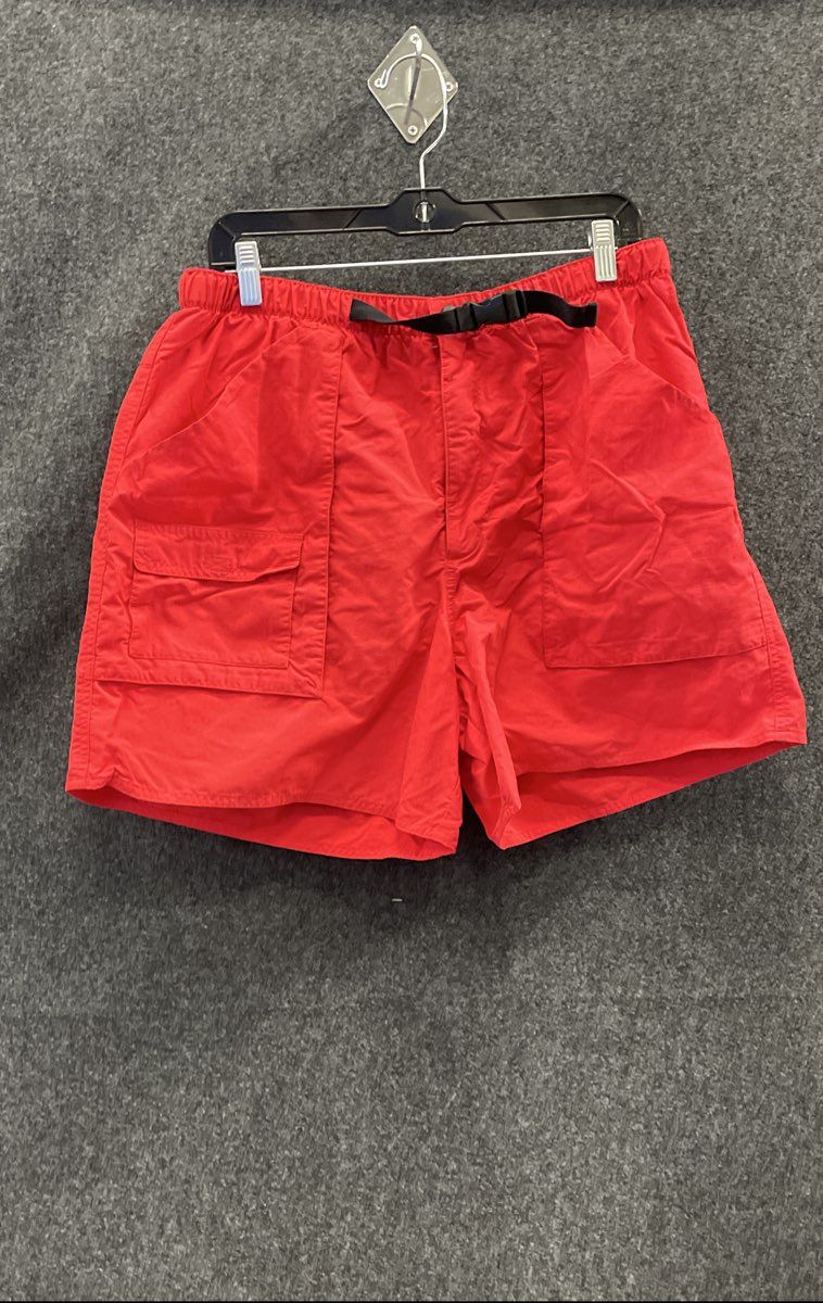 Land's End Men's Nylon Belted Swim Trunks Cargo Shorts Lot Red Blue Sz L 36-38