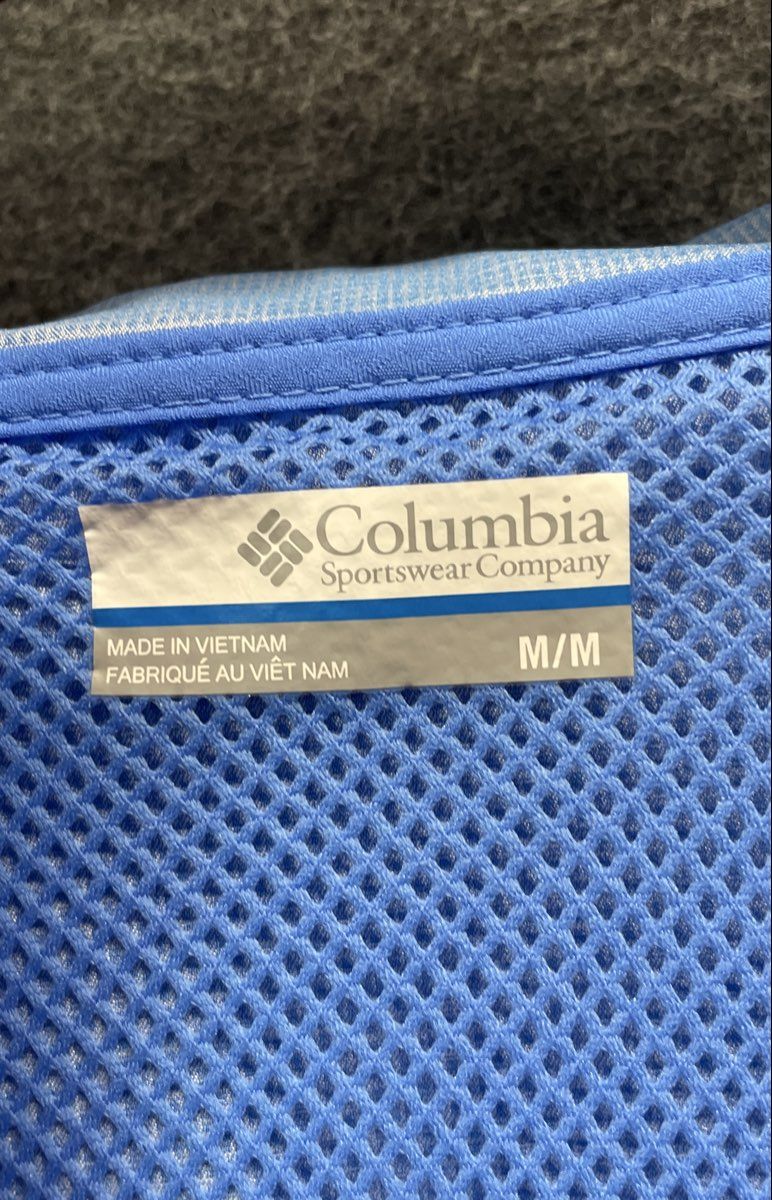 Columbia PFG Men's Blue Two Tone Half Zip Hooded Windbreaker Jacket Size M