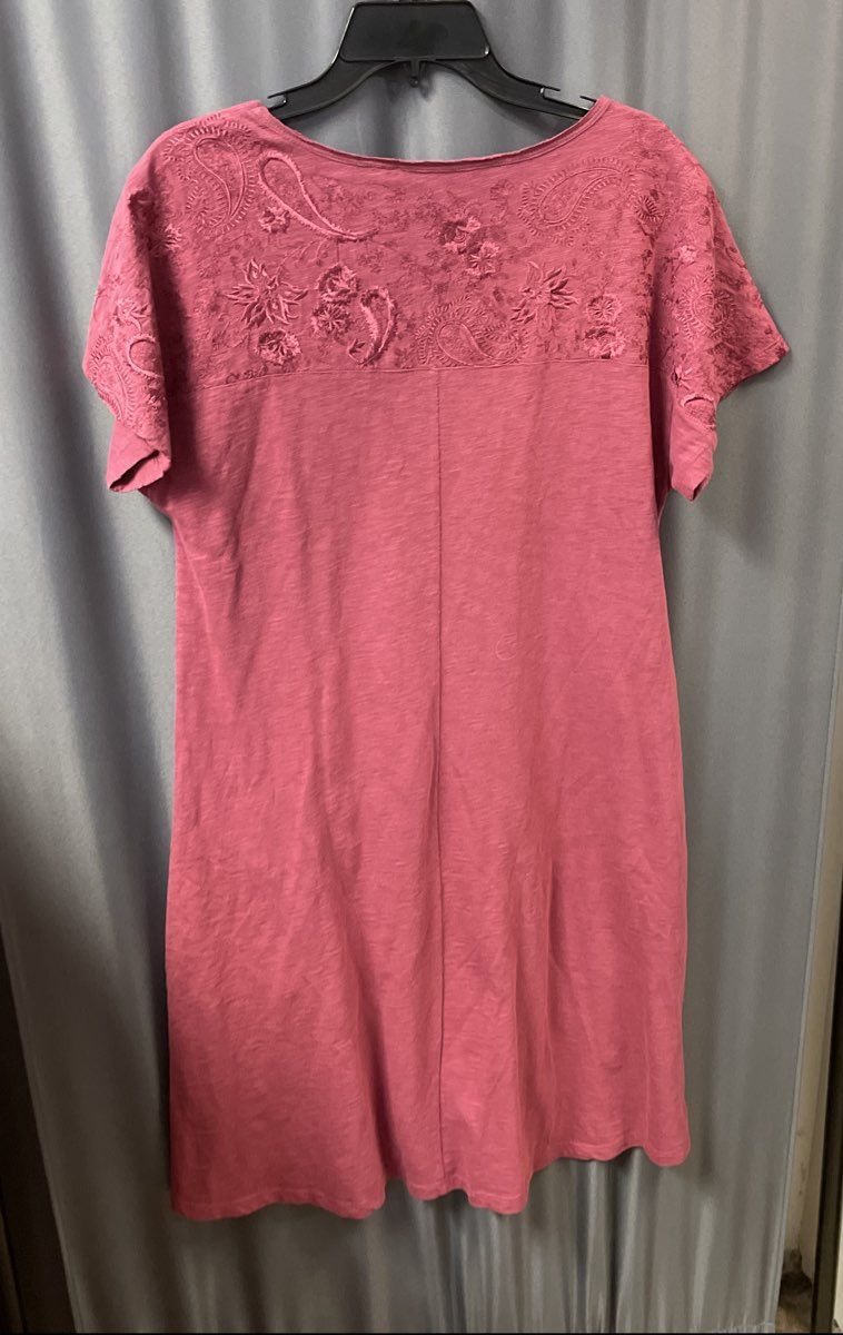 Soft Surroundings Women's Burgundy Embroidered Sleep Dress Nightgown Sz M
