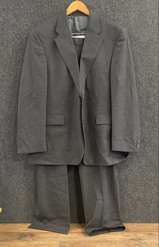 Alexandre Men's Charcoal Gray 100% Wool 2-Button Suit Jacket & Trousers Sz 46R