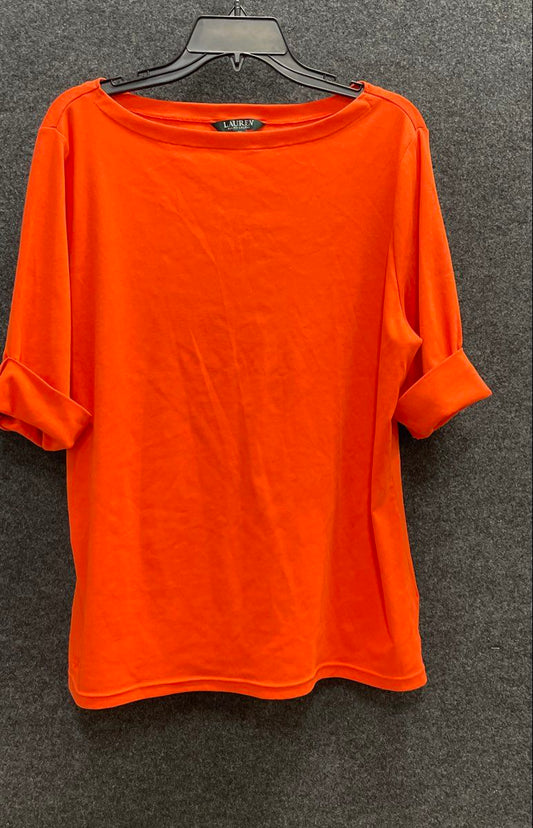 Lauren Ralph Lauren Women's Orange Boat Neck Cuffed Half Sleeve Top Sz 3X