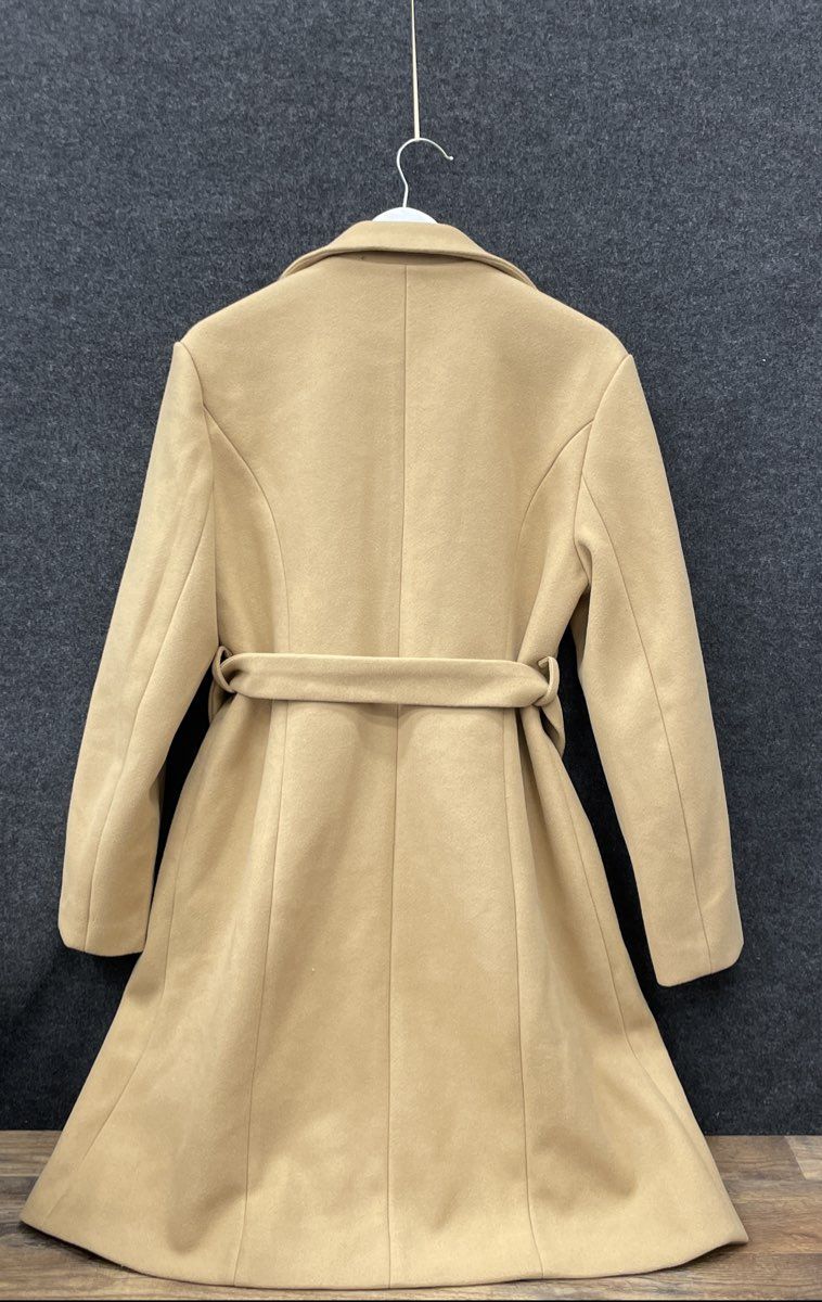 Begonia.K Women's Tan Camel Belted Overcoat Jacket Notched Lapel NWT Sz XL