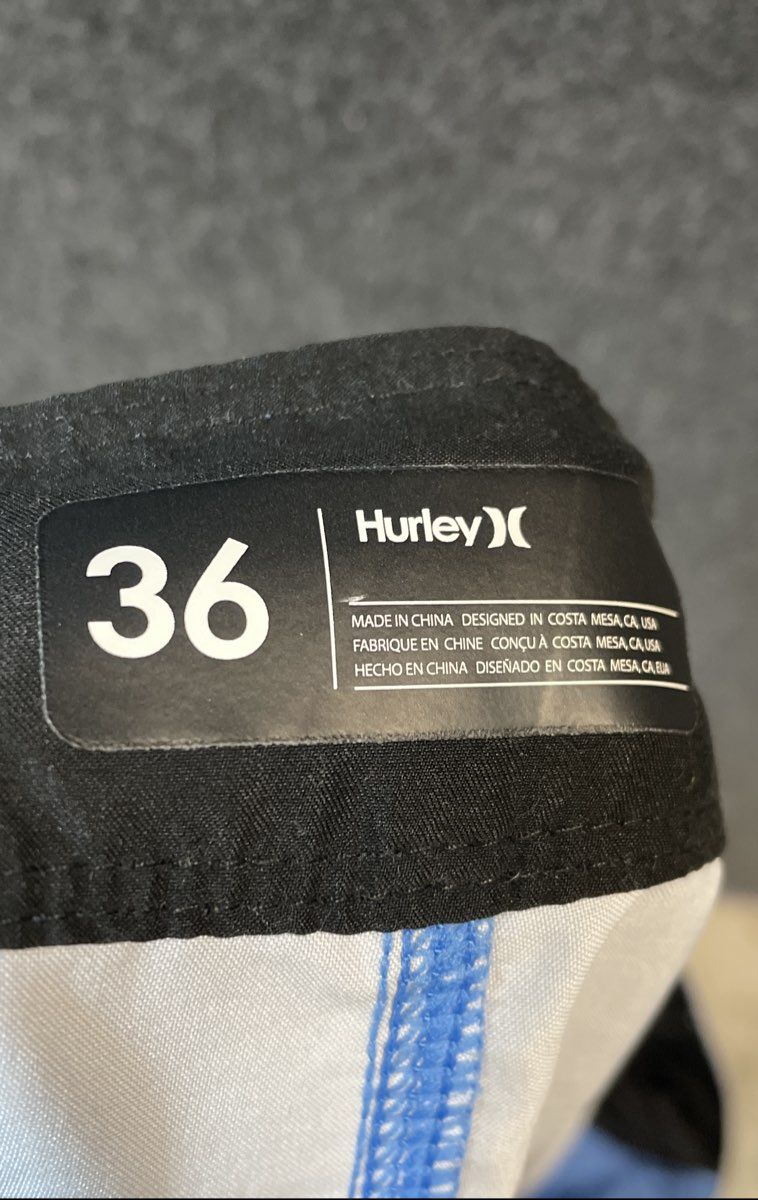 Hurley Men's Blue Pink Ombre Gradient Striped Board Shorts Swim Trunks Sz 36