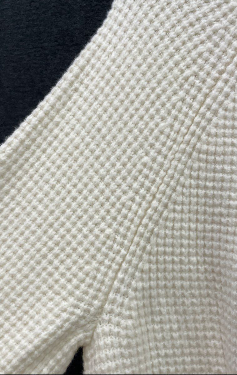 L.L. Bean Women's Cream SuperSoft Waffle Crewneck Sweater Side Zip NWT XL
