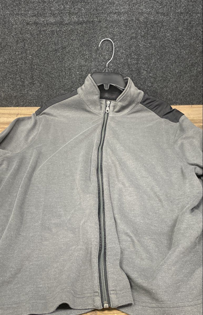 Perry Ellis Men's Gray Full Zip Track Jacket Mock Neck Shoulder Panels Sz XXL